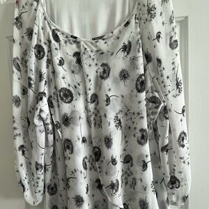 White Asymmetrical Long Sleeve Blouse